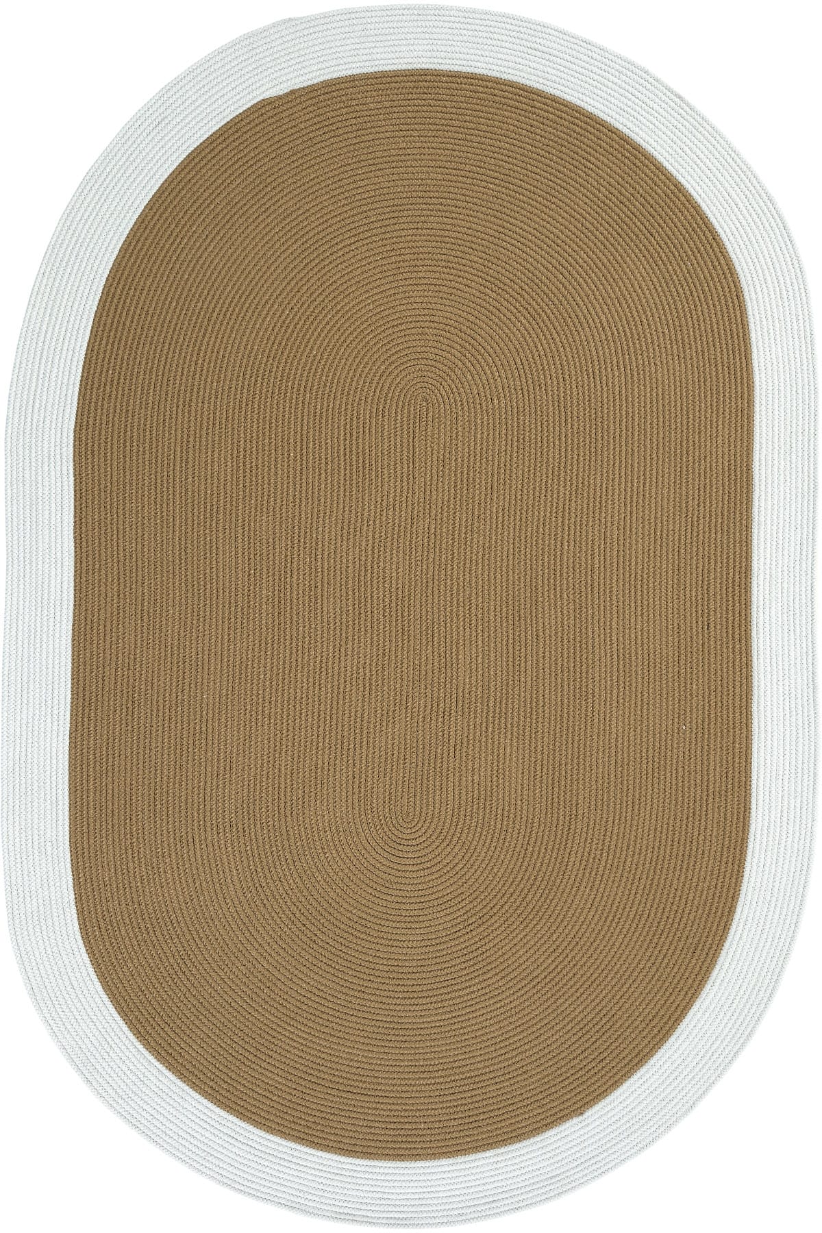 2 LUKE 857 KAHVE BEYAZ EL DOKUMASI OVAL HALI - Görsel 1