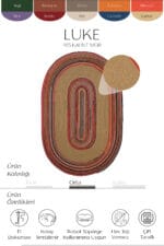 LUKE 405 KAHVE MOR EL DOKUMASI OVAL HALI - Görsel 3