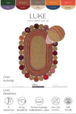 LUKE 431 KESTANE KAHVE EL DOKUMASI OVAL HALI - Görsel 3