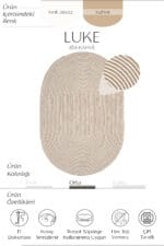 LUKE 854 KAHVE EL DOKUMASI OVAL  HALI - Görsel 3