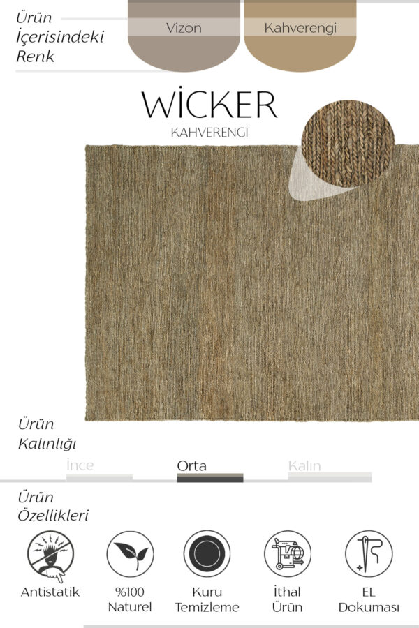 WICKER KAHVERENGİ JUT HALI - Görsel 3