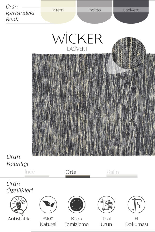 WICKER LACİVERT JUT HALI - Görsel 3