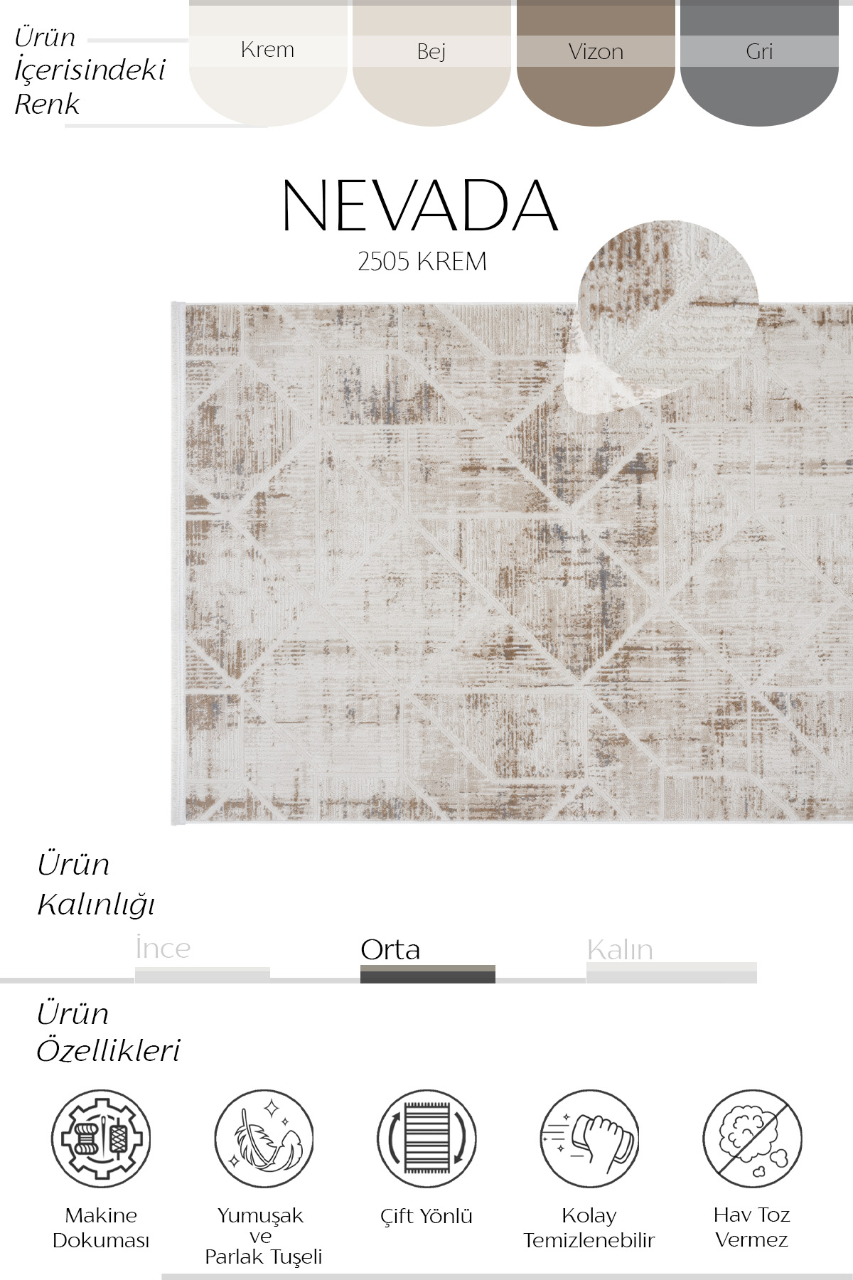 4 NEVADA 2505 KREM MODERN - Görsel 3