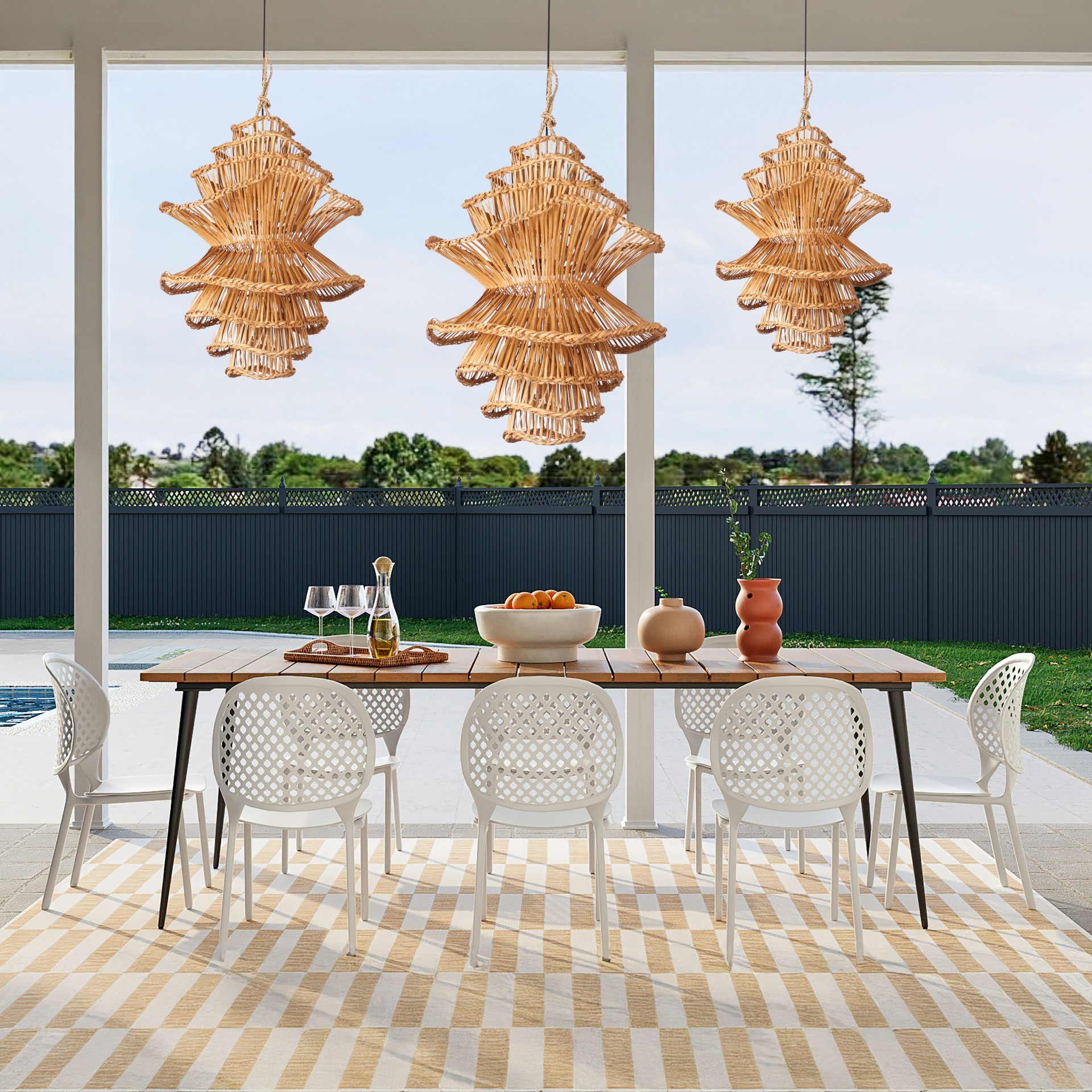 rttn-avz-set2 f1 Rattan Luna Aydınlatma 3'lü Set - Görsel 1