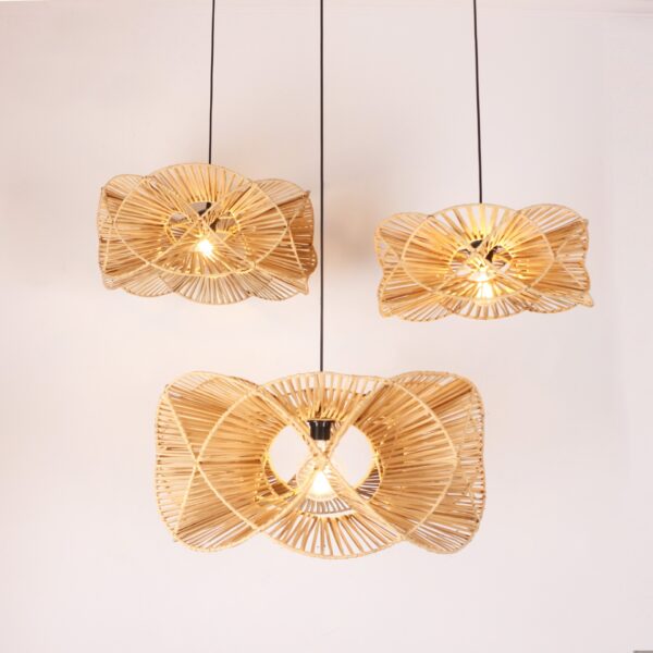 Rattan Oklid Aydınlatma 3'lü Set - Görsel 3