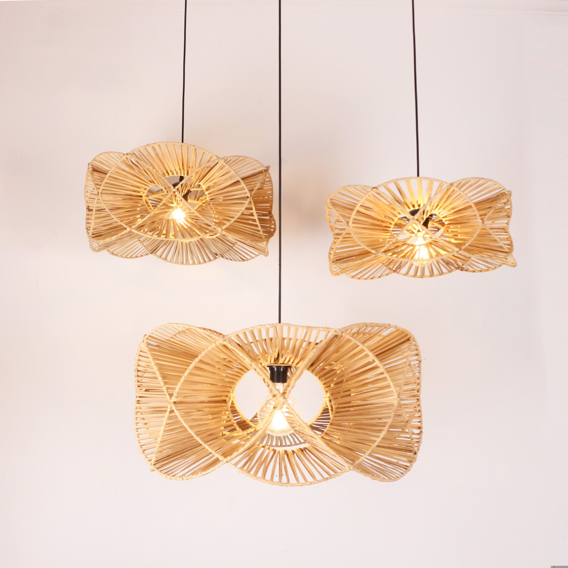 rttn-avz-set3 f2 Rattan Oklid Aydınlatma 3'lü Set - Görsel 3