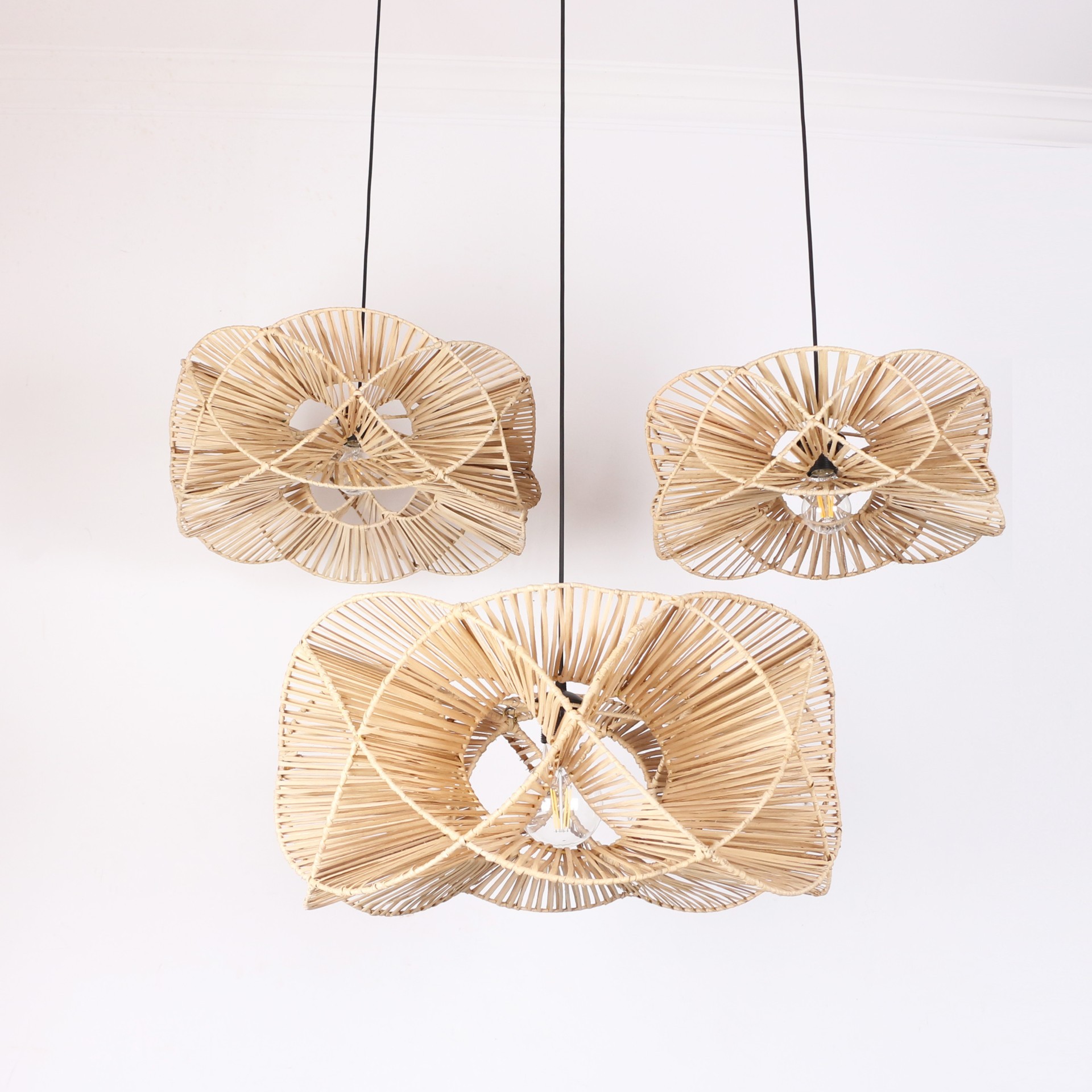 rttn-avz-set3 f5 Rattan Oklid Aydınlatma 3'lü Set - Görsel 2